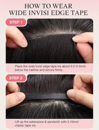 DOORES Invisi Edge Tape in Wide Hair Extensions Human Hair, Natural Black to Light Blonde 4PCS Injection Tape ins 20g 24 Inch, Virgin Human 3 Inch Wide Injected Extensions Invisible