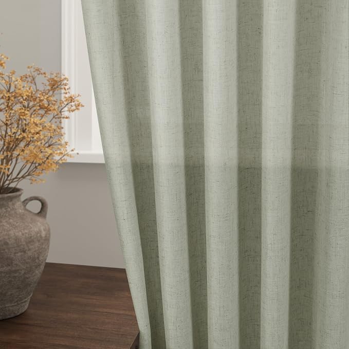 Extra Long Sage Green Curtain 2 Panels 108 inches Long - Image 2