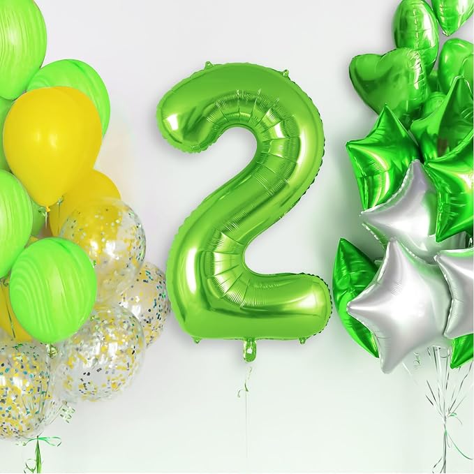 Green Number 2 Balloon 40 Inch, Big Large Foil Helium Number Balloons, Jumbo - Image 2