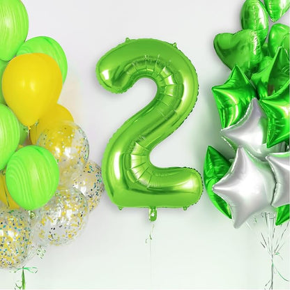 Green Number 2 Balloon 40 Inch, Big Large Foil Helium Number Balloons, Jumbo - Image 2