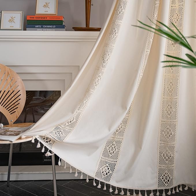 Sutuo Home Boho Curtain Crochet Lace Patchwork Semi-Blackout Bohemian Handmade by SutuoHome