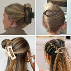 Hair Clips for Women 4.3 Inch Large Hair Claw Clips 8 pcs Square Claw Clips & Flat Hair Clips for Thick or Thin Hair French Concord Hair Barrettes Alligator Hair Accessories for Women (Basic)