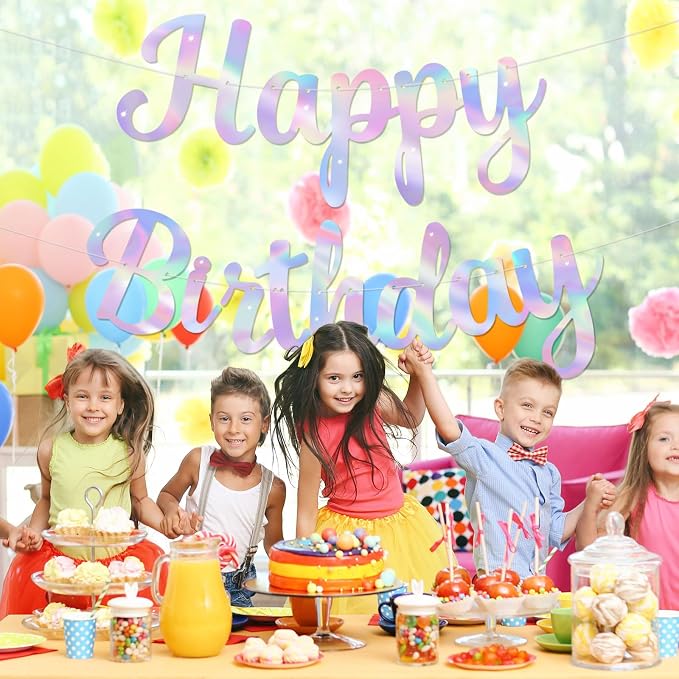 Glitter Happy Birthday Banner Sign Birthday Garland Wall Door Banners Flag - Image 2