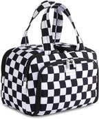 TOPDesign Travel Toiletry Bag for Women, Puffer Large Toiletry Bag, Lightweight Cosmetic Makeup Organizer with Handle for Traveling, Accessories, Essentials, Toiletries (Checkerboard)