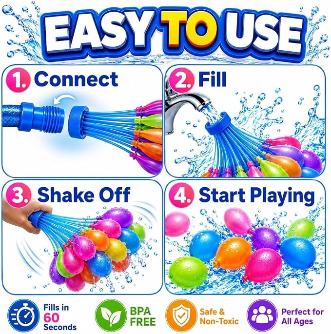 Water Balloons Quick Fill 1000 – 1000 Pack Self-Sealing Water Bombs, Easy Fast - Image 2