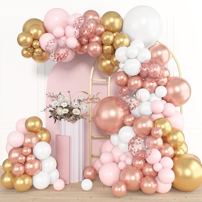 Amandir 153pcs Rose Gold Balloon Garland Arch Kit Different Sizes | 18 12 10 5 by Amandir