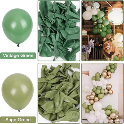 RUBFAC Sage Green Balloons Different Size Dusty Green Balloon 129pcs | Balloon - Image 7