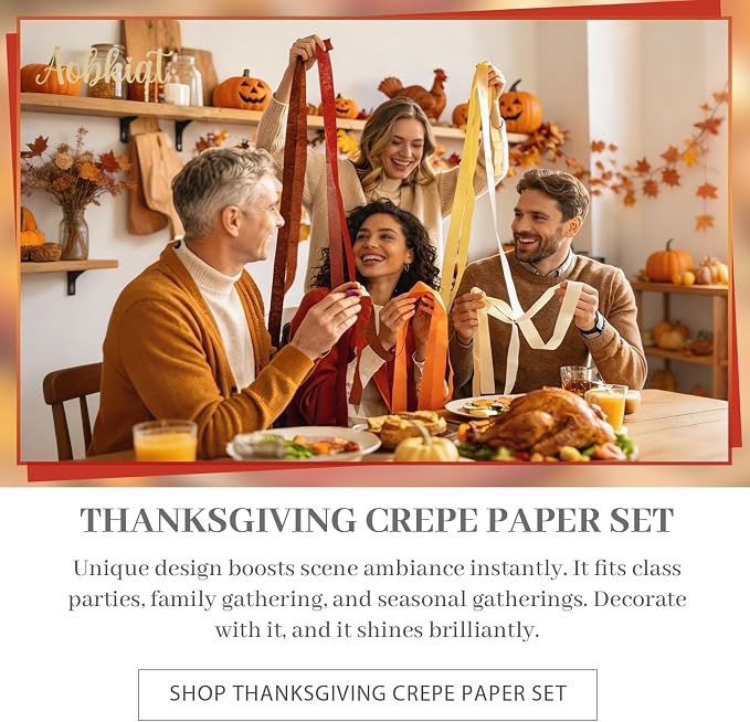 AOBKIAT Fall Thanksgiving Streamers Party Decorations, 5 Rolls | Orange Red - Image 8