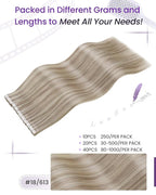 LaaVoo Tape in Hair Extensions Human Hair Blonde Tape in Extensions Human Hair Bleach Blonde Highlights with Ash Blonde50G 20Pcs 20Inch