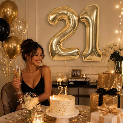 Champagne Gold 21st Birthday Balloons Number 21, 40 Inch Large Foil 2 & 1 - Image 4