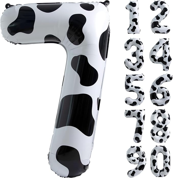 Cow Print Number 7 Balloon, Large 40 Inch Cow Number Birthday Balloons | Helium by Exquisitehighqualitypartydecorationstomeetyoureveryneed%EF%BC%81