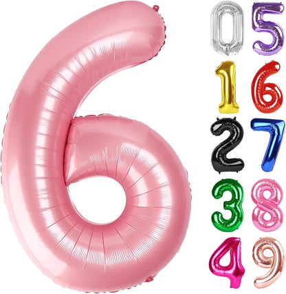 Pastel Pink Number 6 Balloon 40 Inch, 6th Birthday Decorations Men Women | Foil by IWERP