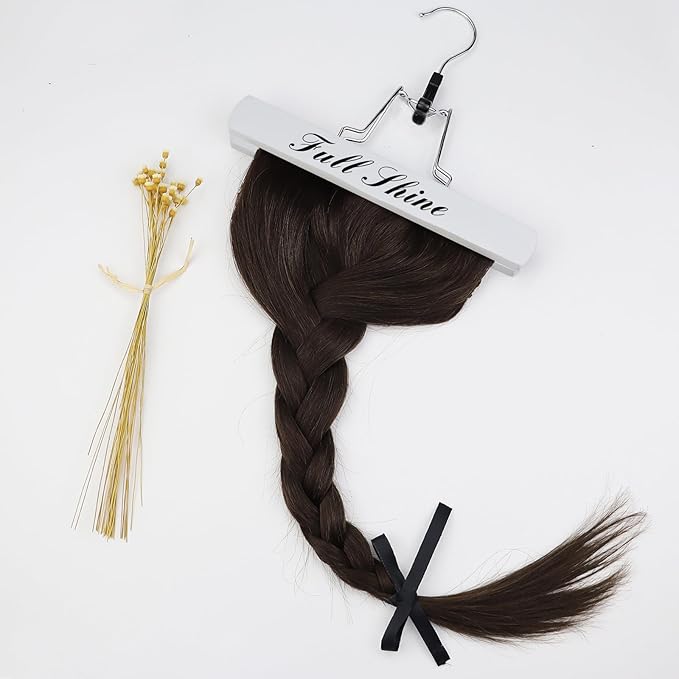 Full Shine Brown Human Hair Clip in Extensions 20 Inch Straight Dark Brown Clip in Hair Extension Lace Weft Real Human Hair Clip ins for Thin Hair 3 PCS 60 G