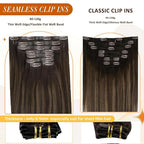 Full Shine Hair Clip in Extensions 20 Inch Invisible Clip in Hair Extensions Balayage Ombre Dark Brown to Light Brown with Honey Blonde Thick Ends 8 PCS 120 Grams