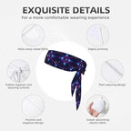 Men Women Sports Sweat Band, Multifunction Elastic Head Ribbon for Running Workout Shower, Novelty Sacred Geometric Symbols Sun Moon Trippy Purple Headdress Hair Decor