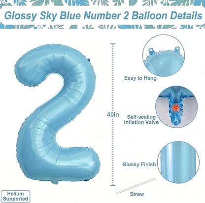 Pearlescent Blue Number 12 Balloon 40 Inch, Large Light Blue Foil 12th Birthday - Image 4