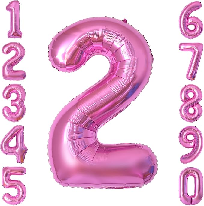 Pink Number 2 Balloon 40 Inch, Glossy Foil Numeral Party Supplies | Radiant by Unknown