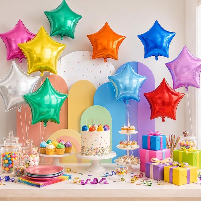FEYG Star Foil Balloons, 18 Inches, - Image 3