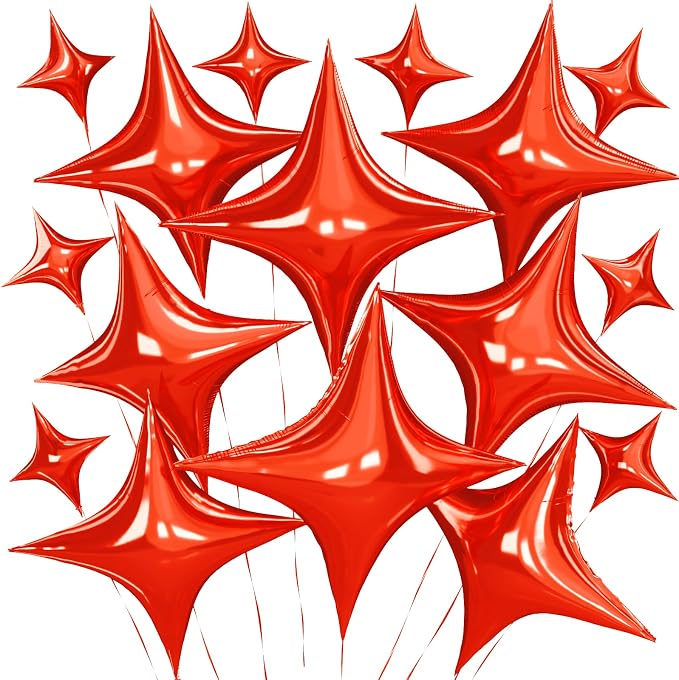Red Star Balloons, 26 Inch and 10 Inch Red Stars Shaped Balloon by BIAPIAN