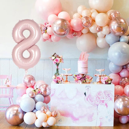 Light Pink Number 8 Balloon, 40 Inch Giant Mylar Number Balloons, Large Foil - Image 3