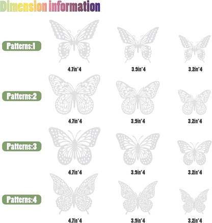 SAOROPEB 3D Butterfly Wall Decor 48 Pcs Pearl White Butterfly Decorations | 4 - Image 5