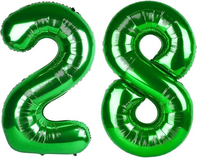 28 Balloon - Green Birthday Number Balloons, 40 Inch Decorations Men Women | by ALPHADELTAPI