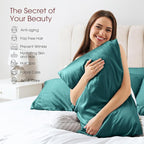 100% Silk Pillow Cases 2 Pack King Size Mulberry Silk Pillowcase for Hair and Skin Set of 2 Highest Grade 6A Silk Soft Breathable Silk Pillow Cases with Hidden Zipper, Teal