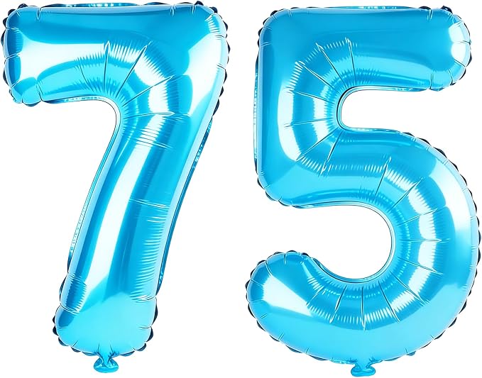 40 Inch Number 75 Balloons for 75th Birthday Party Decorations, 0-100 Jewelry by FOBELEC