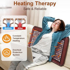 Natural Blue Jade Heating Pad, Infrared Heating Pad, Far Infrared Heating Pads with Travel Bag and Chair Strap, Smart Controller with Memory Function, Auto Shut Off (Brown, 38 in x 24 in)