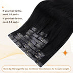 Full Shine Seamless Clip in Hair Extensions Real Human Hair Jet Black 22 Inch Clip in Extensions Human Hair with PU Weft Softness 8 PCS 120 Grams