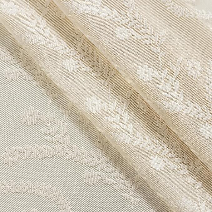 WAZZIO Boho Lace Curtains 2 Panels 102 Inches -Cute Vintage Victorian Sheer - Image 9
