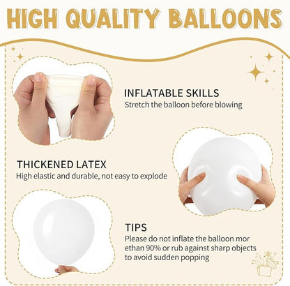 154 PCS White and Gold Balloon Arch Kit, Different Sizes - Image 6