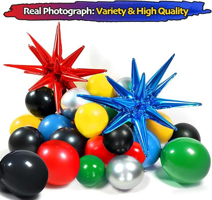 137pcs Red Blue Yellow Green Black Balloon Arch Garland Kit - Image 5