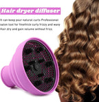 Universal Foldable Hair Dryer Diffuser, Travel Hair Dryer Diffuser Attachment with Comb, Portable Hairs Diffusers Blow Dryers Attachment for Natural Thick Hairs(Color:Purple)