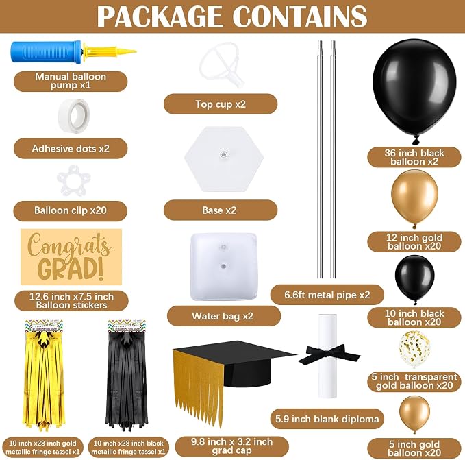 2 Sets 2026 Graduation Party Decorations 6.6ft Balloon Column Stand Kits Height - Image 2