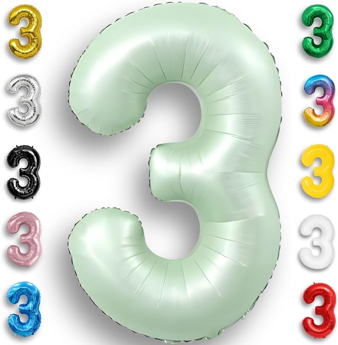 Green Number Balloon 3 Mylar Foil Balloons 32 inch by Unknown