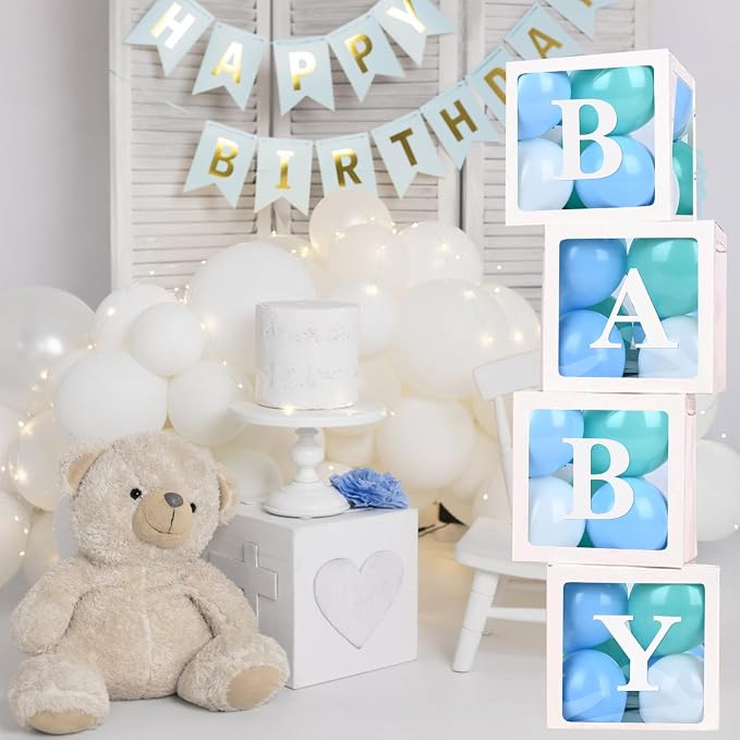 Baby Boxes with 4 Letters, 40 Blue Balloon - Image 6