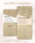 GOO GOO Invisi Edge Tape in Hair Extensions Human Hair, 18ET90A Natural Blonde Balayage 20pcs 22inch 50g, Virgin Remy Hair, Seamless Injected Tape, Natural Look