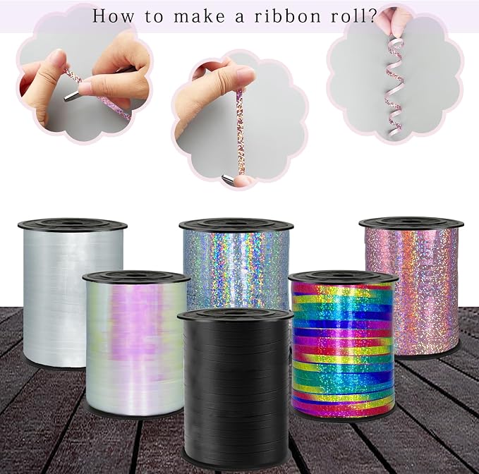 500 Yards Pink Laser Curling Ribbon, 1/5" Holographic Curly Ribbons, Curling - Image 5