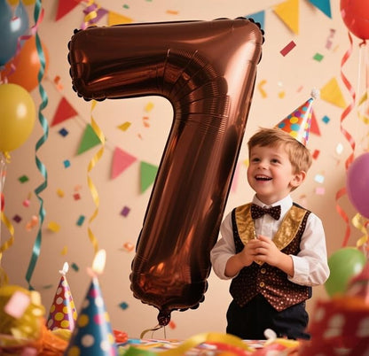 Number Balloons 7 Balloon Brown - Image 2