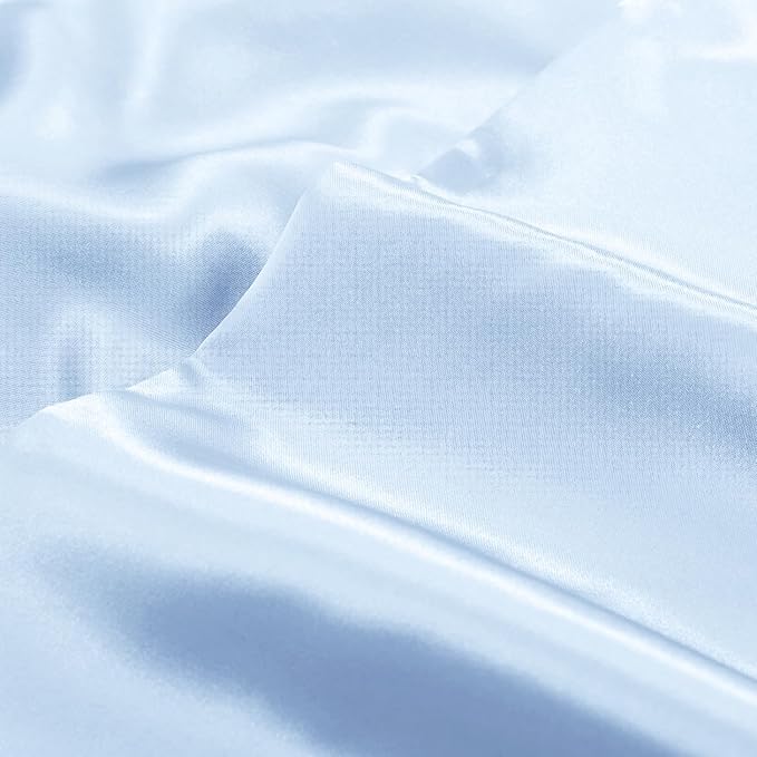 Aormenzy Satin Pillow Cases for Women Queen Size Set of 2, Baby Blue Satin Pillowcase for Hair with Envelope Closure Silky Pillow Covers Wrinkle, Fade Resistant (20x30 Inches)