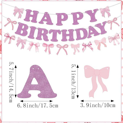 Bow Happy Birthday Banner Bow Garland Pink Bow Coquette Decor - Image 2