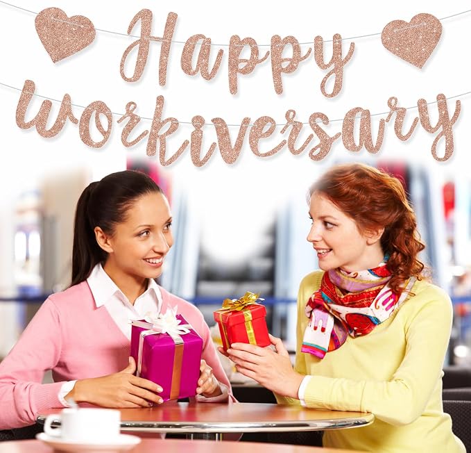 Rose Gold Glitte Happy Workiversary Banner - Image 5