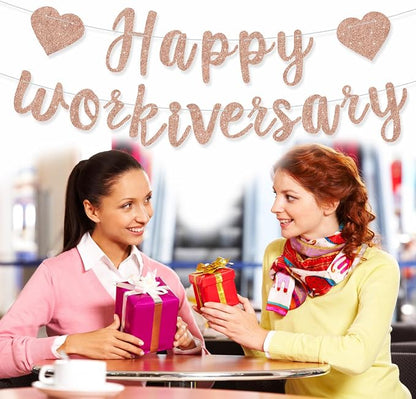 Rose Gold Glitte Happy Workiversary Banner - Image 5