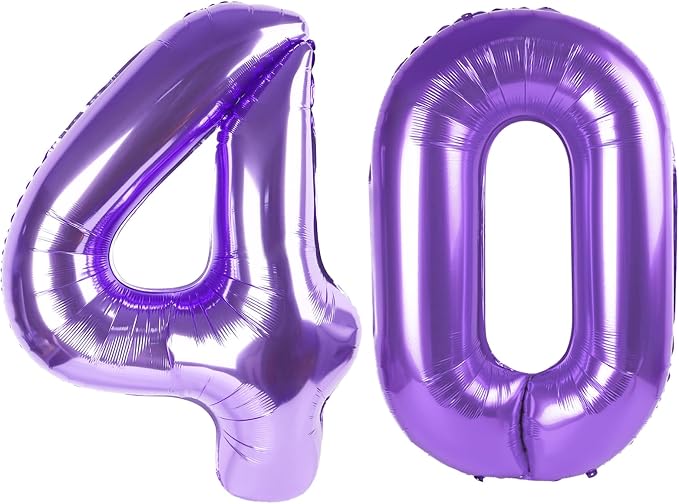 Purple Number 40 Balloon 40 Inch, 40th Birthday Decorations Men Women | Foil by IWERP