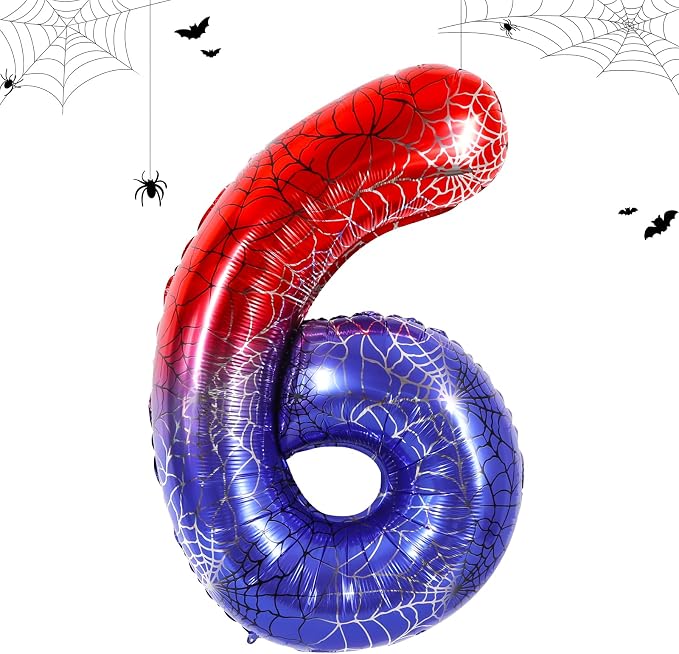 40 Inch Red Blue Number 6 Balloon by Vuzvuv