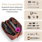 Travel Case Compatible with Dyson Airwrap Styler, Portable Supersonic Hair Dryer Travel Storage Bag, Waterproof Carrying Case Organizer for Shark Flexstyle and Attachments (Brown)