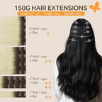 DOORES Human Hair Extensions Clip in Light Ash Brown to Ash Blonde, 150g 9pcs 14 Inch, Remy Straight Thick Hair