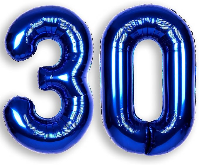 40 Inch Navy Blue Big Number 30 Balloon 0-9 Large Helium | Royal Blue Balloons by SULALABOO