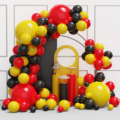 YMSZ Red Black Yellow Balloons Arch Kit, Birthday Party Balloons | 134Pcs Red by YMSZ